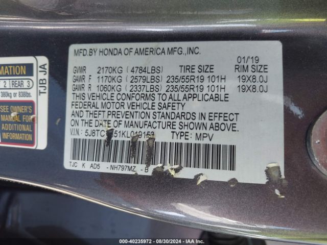 5J8TC1H51KL019153 Acura Rdx Technology Package