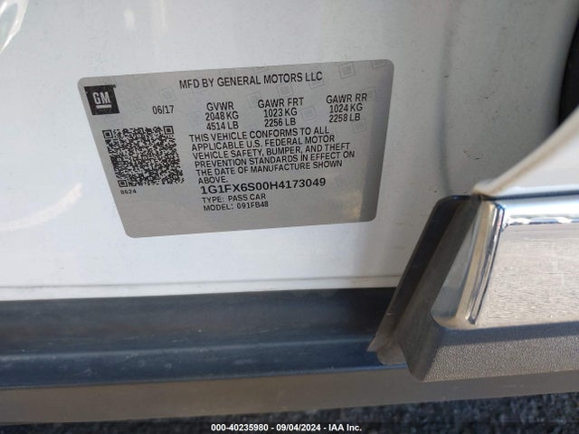Chevrolet Bolt Ev Premier 2017 1G1FX6S00H4173049 Image 9