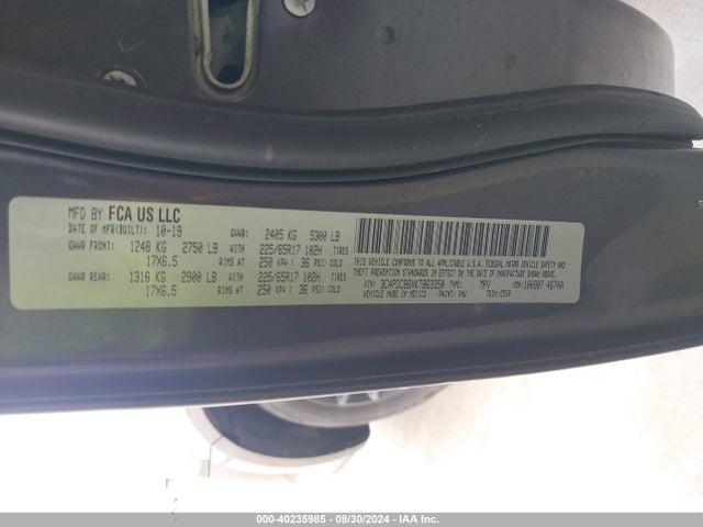 3C4PDCBBXKT863350 Dodge JOURNEY SE