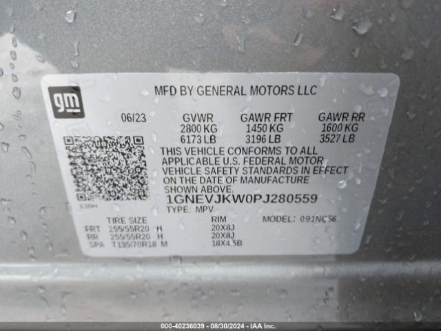 1GNEVJKW0PJ280559 Chevrolet Traverse Awd Rs