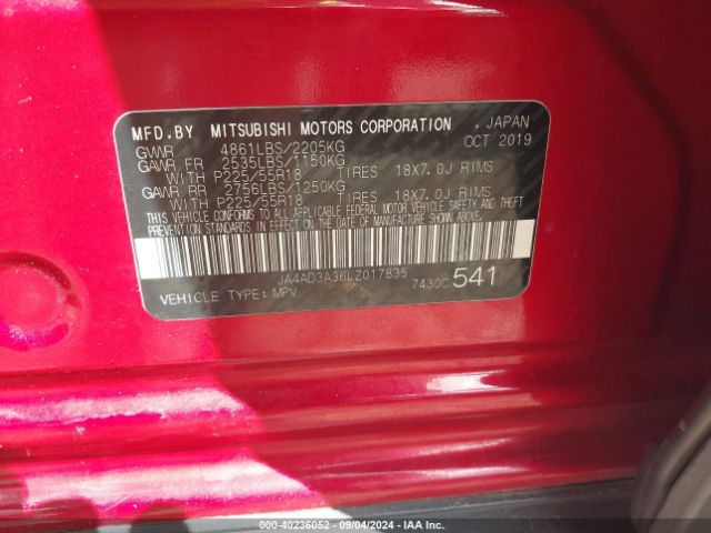 JA4AD3A36LZ017835 Mitsubishi Outlander Le 2.4/se 2.4/sel 2.4/sp 2.4
