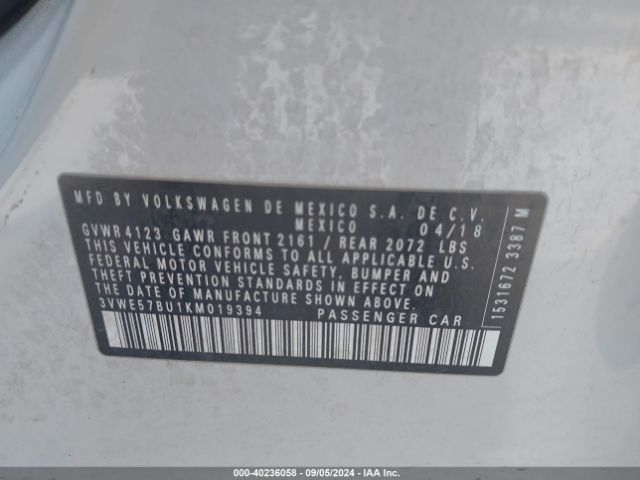 3VWE57BU1KM019394 Volkswagen Jetta 1.4t Sel