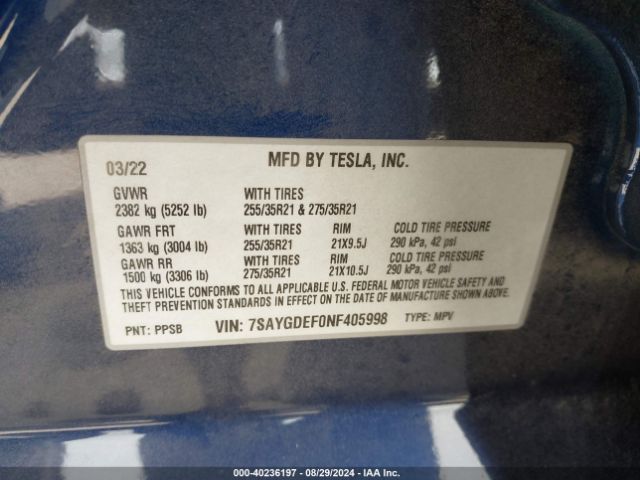 7SAYGDEF0NF405998 Tesla Model Y Performance Dual Motor All-wheel Drive