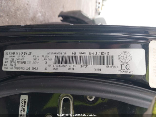 RAM 1500 St 2015 1C6RR6KT7FS621165 Image 9