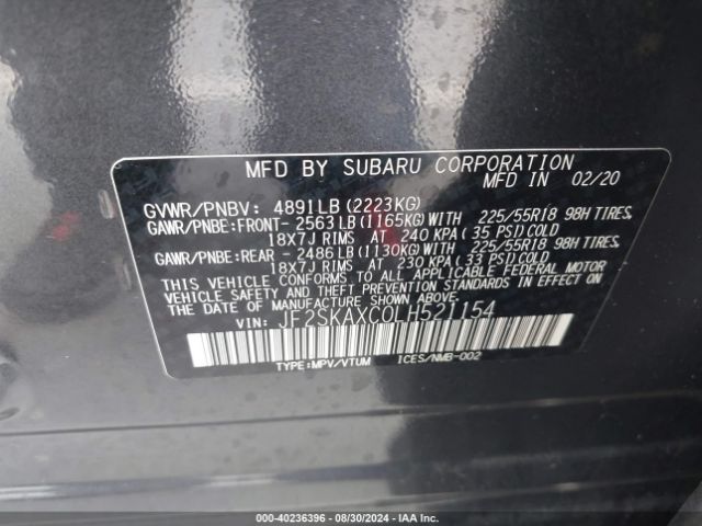 JF2SKAXC0LH521154 Subaru Forester Touring