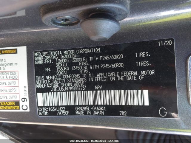 JTEJU5JR7M5887751 Toyota 4runner Nightshade Special Edition