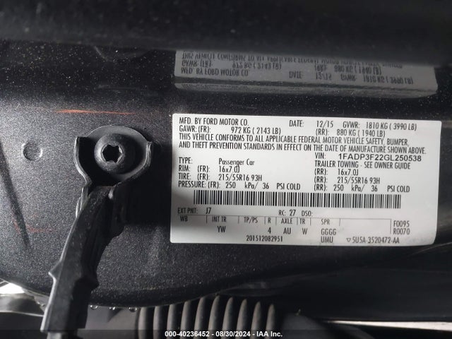 Ford FOCUS SE 2016 1FADP3F22GL250538 Image 9