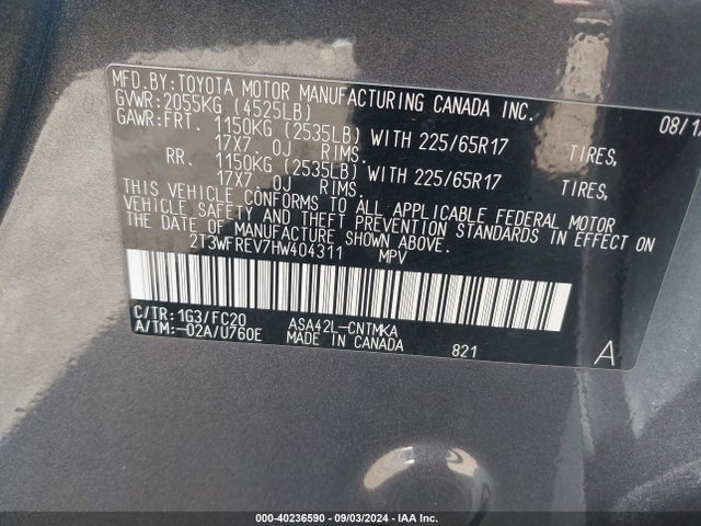 Toyota Rav4 Xle 2017 2T3WFREV7HW404311 Image 9