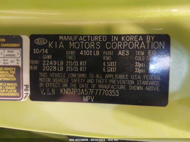 KNDJP3A57F7770353 KIA SOUL +