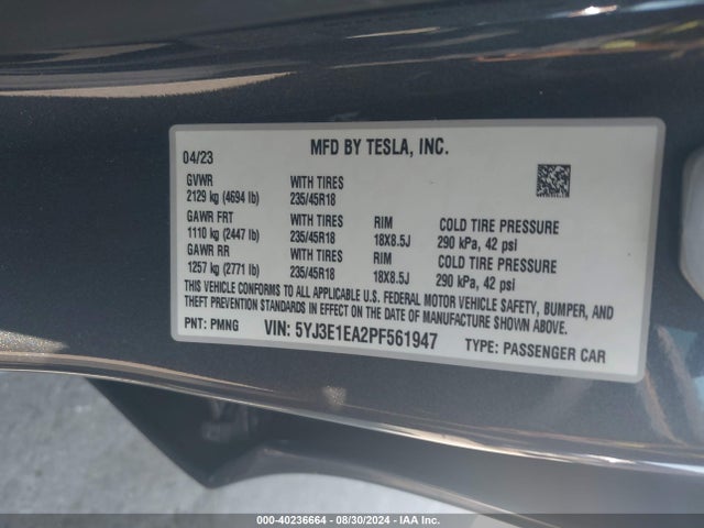 2023 TESLA MODEL 3 5YJ3E1EA2PF561947 Photo 8