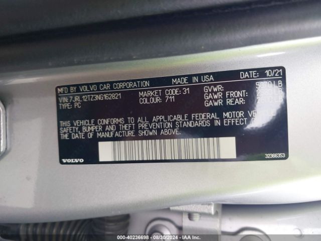 7JRL12TZ3NG162821 Volvo S60 B5 Momentum