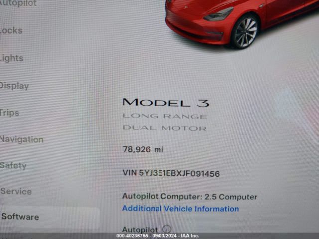 5YJ3E1EBXJF091456 Tesla Model 3 Long Range/performance