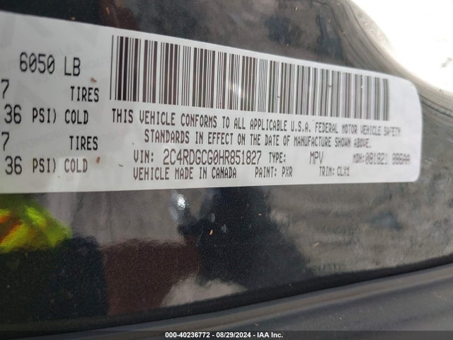 Dodge Grand Caravan Sxt 2017 2C4RDGCG0HR851827 Image 9