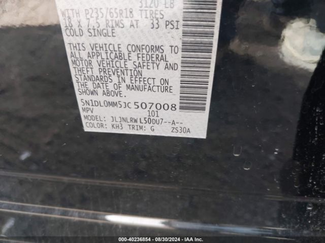 5N1DL0MM5JC507008 Infiniti QX60