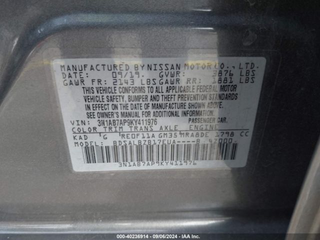 3N1AB7AP9KY411976 Nissan SENTRA S