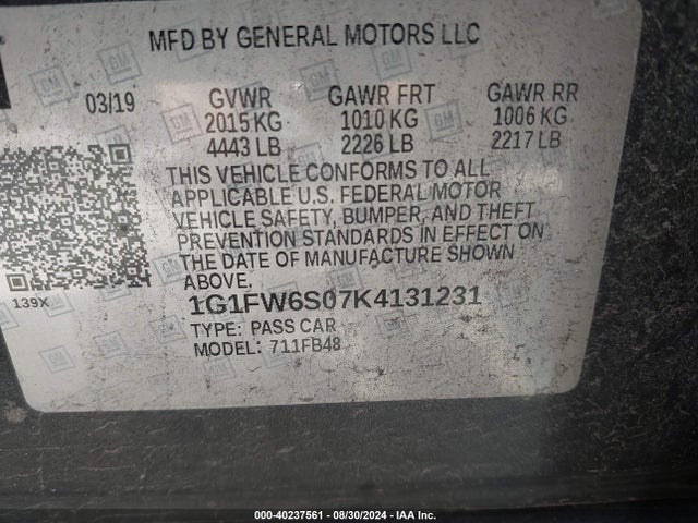 Chevrolet BOLT EV LT 2019 1G1FW6S07K4131231 Image 9