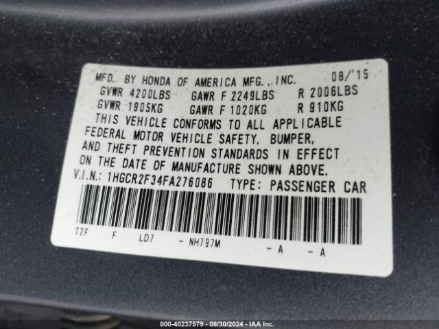 1HGCR2F34FA276086 Honda ACCORD LX