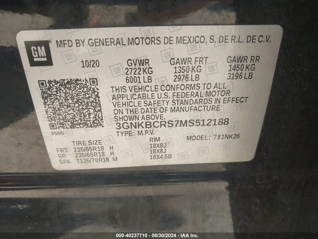 Chevrolet Blazer Fwd 2lt 2021 3GNKBCRS7MS512188 Image 9