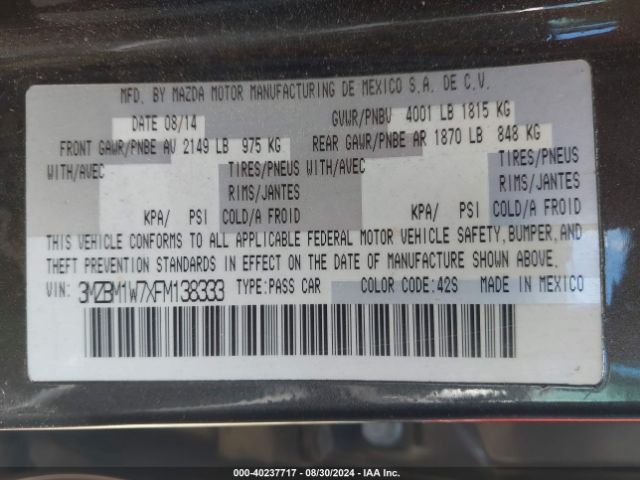3MZBM1W7XFM138333 Mazda Mazda3 I Grand Touring