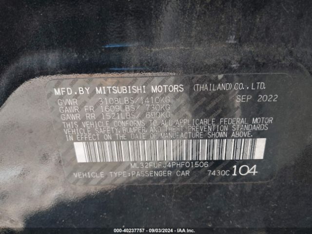 ML32FUFJ4PHF01506 Mitsubishi Mirage G4 Black Edition/es/le