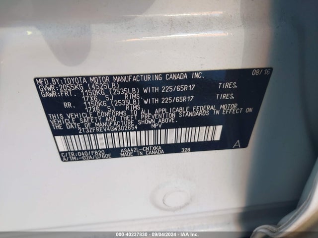 Toyota RAV4 LE 2016 2T3ZFREV4GW302654 Image 9