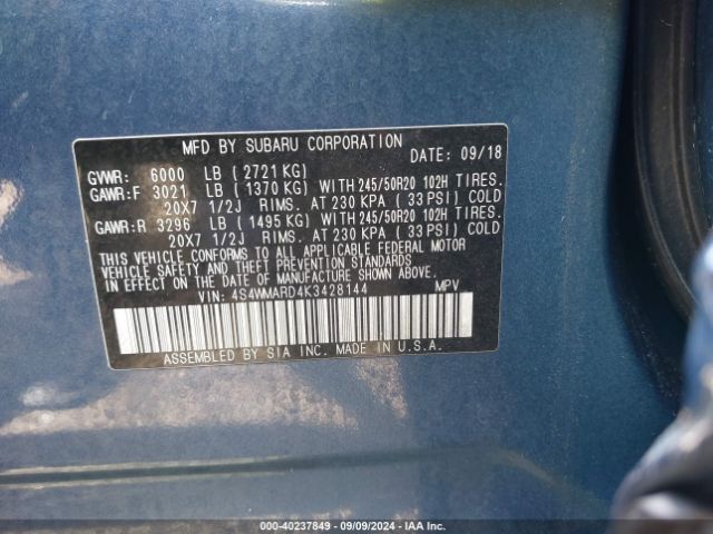 4S4WMARD4K3428144 Subaru Ascent Touring