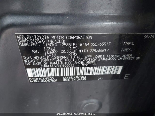 Toyota Rav4 Xle 2017 JTMRFREV8HD199012 Image 9