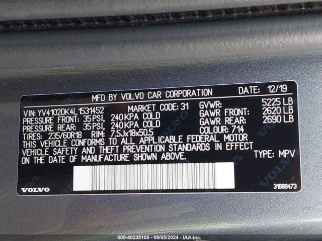YV4102DK4L1531452 Volvo Xc60 T5 Momentum