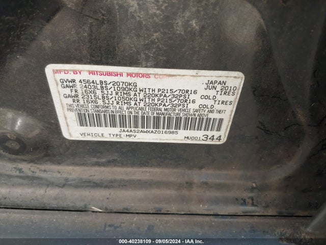 2010 MITSUBISHI OUTLANDER JA4AS2AWXAZ016985 Photo 8