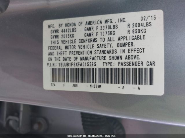 19UUB1F3XFA015595 Acura TLX