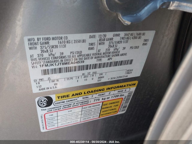 Ford Expedition Xlt Max 2021 1FMJK1JT8MEA04539 Image 9
