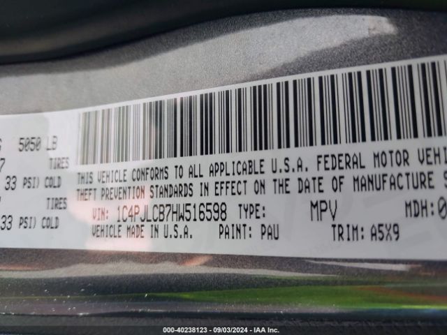 1C4PJLCB7HW516598 Jeep Cherokee Latitude Fwd