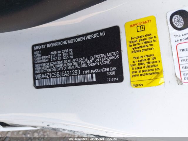 WBA4Z1C56JEA31293 BMW 430I