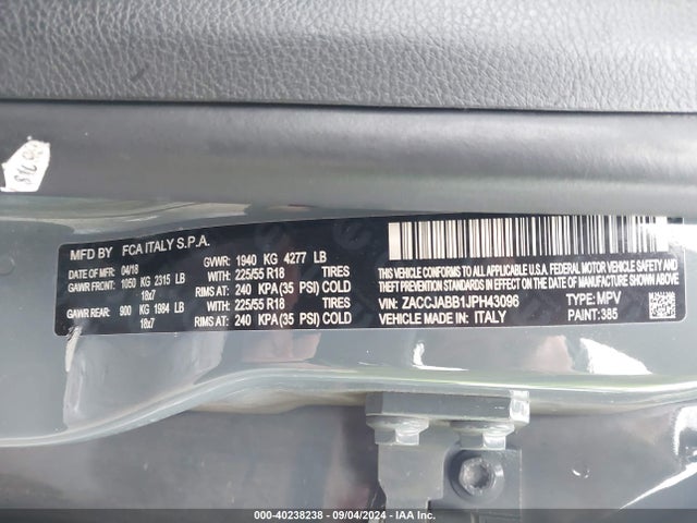 ZACCJABB1JPH43096 Jeep Renegade Altitude Fwd
