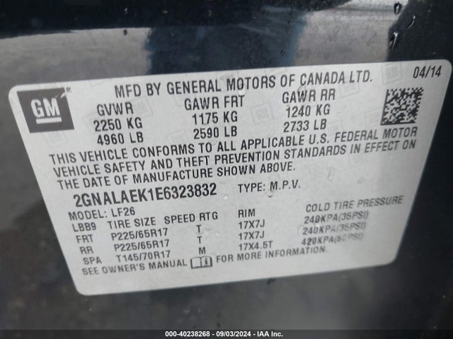 Chevrolet EQUINOX LS 2014 2GNALAEK1E6323832 Image 9