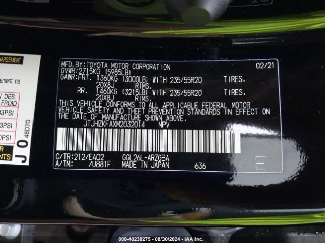 JTJHZKFAXM2032014 Lexus Rx 350l
