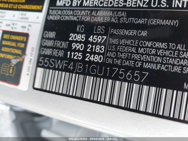 55SWF4JB1GU175657 Mercedes-Benz C 300 Luxury/sport