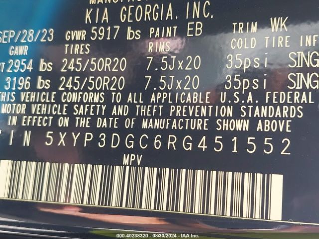 5XYP3DGC6RG451552 KIA Telluride Ex X-line