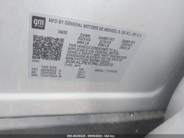3GKALPEV7NL222073 GMC Terrain Fwd Slt