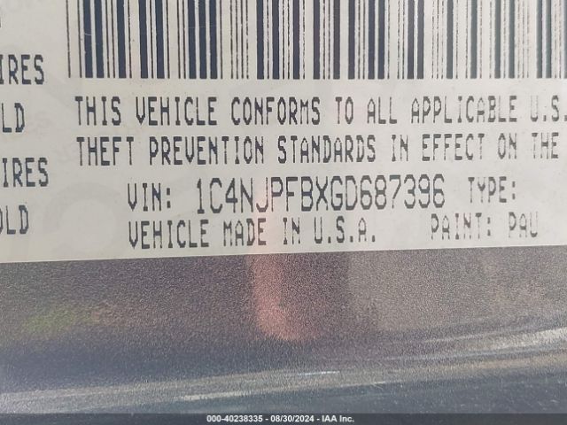1C4NJPFBXGD687396 Jeep Patriot Latitude