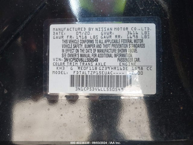 Nissan Kicks Sr Xtronic Cvt 2020 3N1CP5DV6LL550549 Image 9