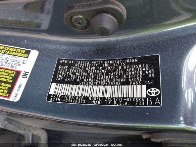 5YFBURHE2GP429299 Toyota Corolla S Premium