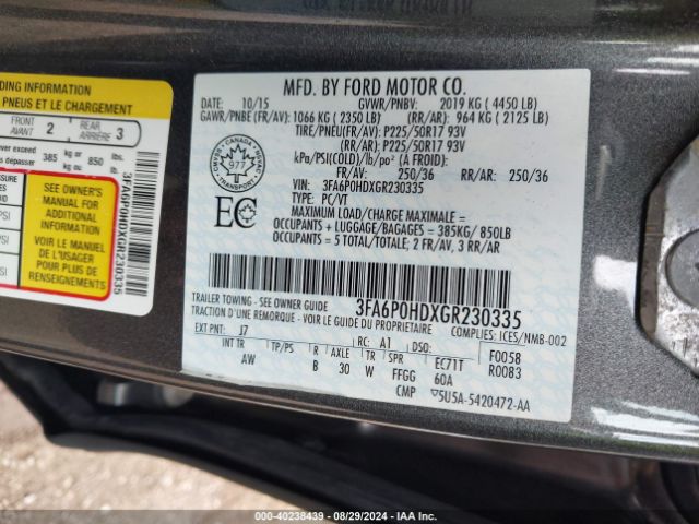 3FA6P0HDXGR230335 Ford FUSION SE