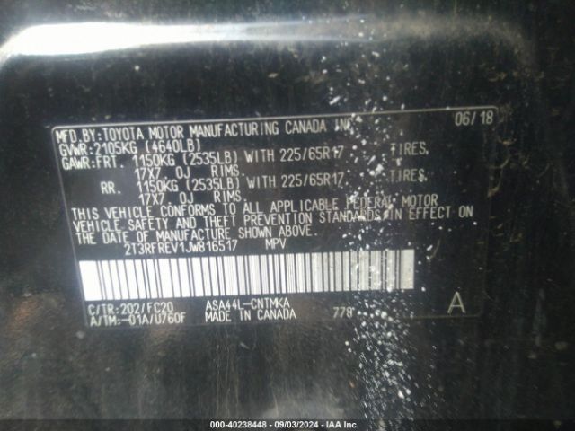 2T3RFREV1JW816517 Toyota Rav4 Xle