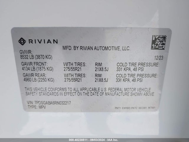 Rivian R1s Adventure Quad Motor Large Pack 2024 7PDSGABA6RN032217 Image 9