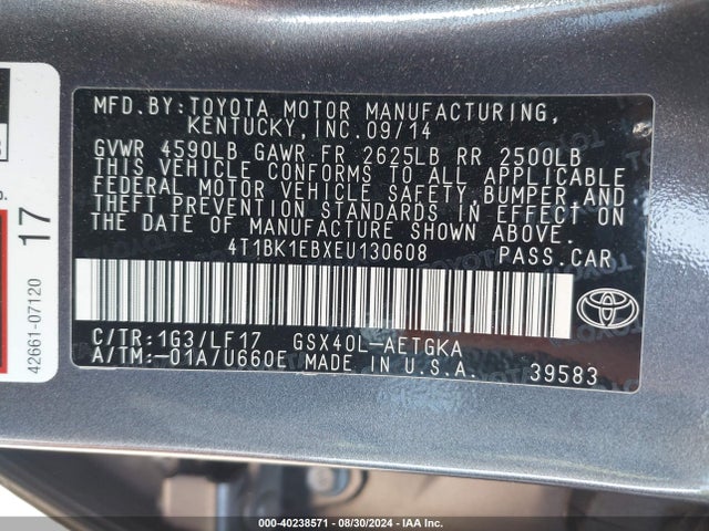 Toyota Avalon Xle Premium 2014 4T1BK1EBXEU130608 Image 9