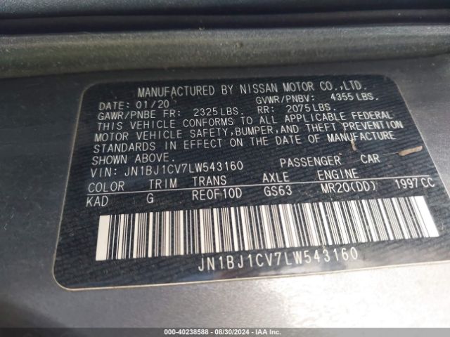 JN1BJ1CV7LW543160 Nissan Rogue Sport Sv Fwd Xtronic Cvt