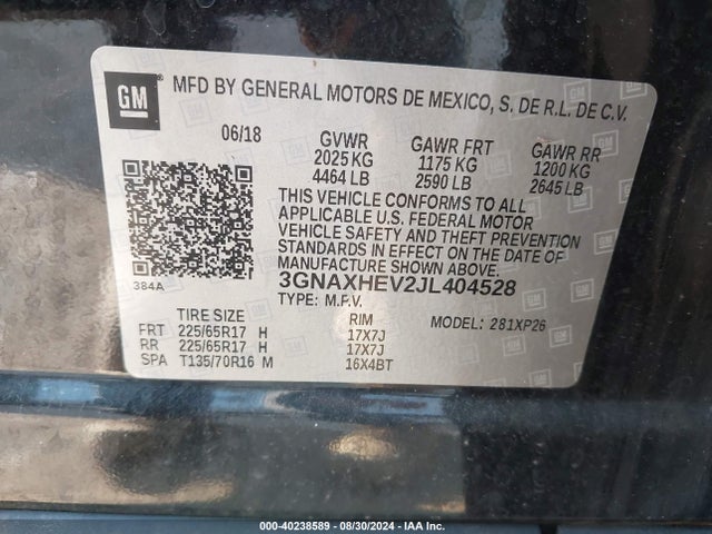 Chevrolet EQUINOX LS 2018 3GNAXHEV2JL404528 Image 9