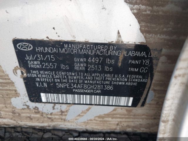 5NPE34AF8GH281386 Hyundai Sonata Sport
