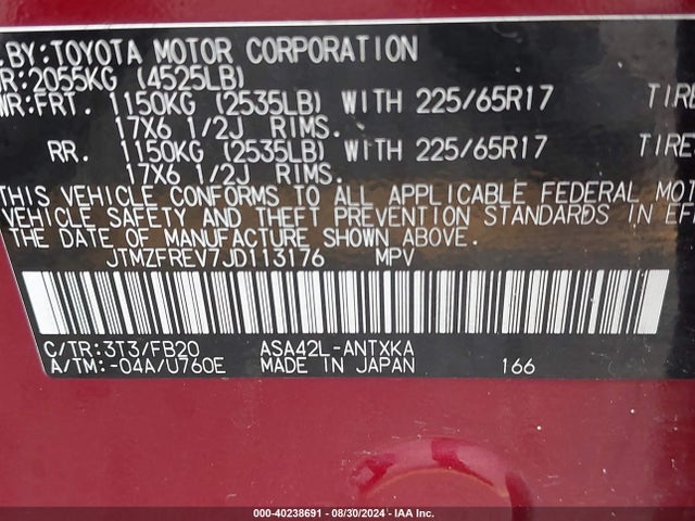 Toyota RAV4 LE 2018 JTMZFREV7JD113176 Image 9